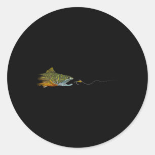 Adesivo Redondo Pescaria com Mosca Truta de Riacho Amarrando Mosca
