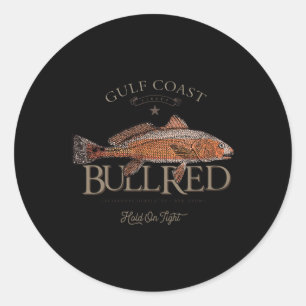Adesivo Redondo Pescaria Golfo Red Drum Redfish Touro Vermelho 