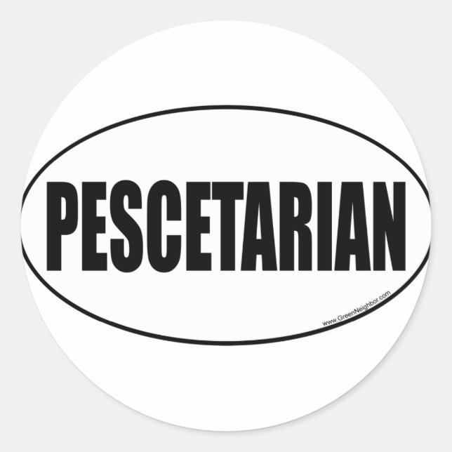 Adesivo Redondo Pescetário, Pescotariano (Frente)