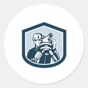 Adesivo Redondo Pesquisa ou Pesquisa sobre o Escudo de Teodolite