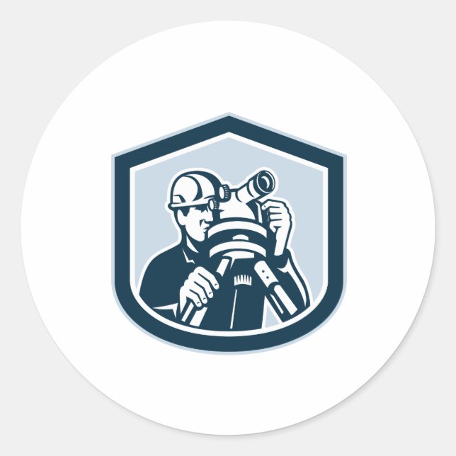 Adesivo Redondo Pesquisa ou Pesquisa sobre o Escudo de Teodolite (Frente)