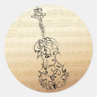 Adesivo Redondo Pesquisa Violina no Manuscrito Bach