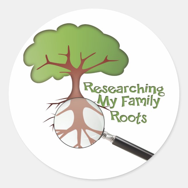 Adesivo Redondo Pesquisando minhas Raízes Familiares (Frente)