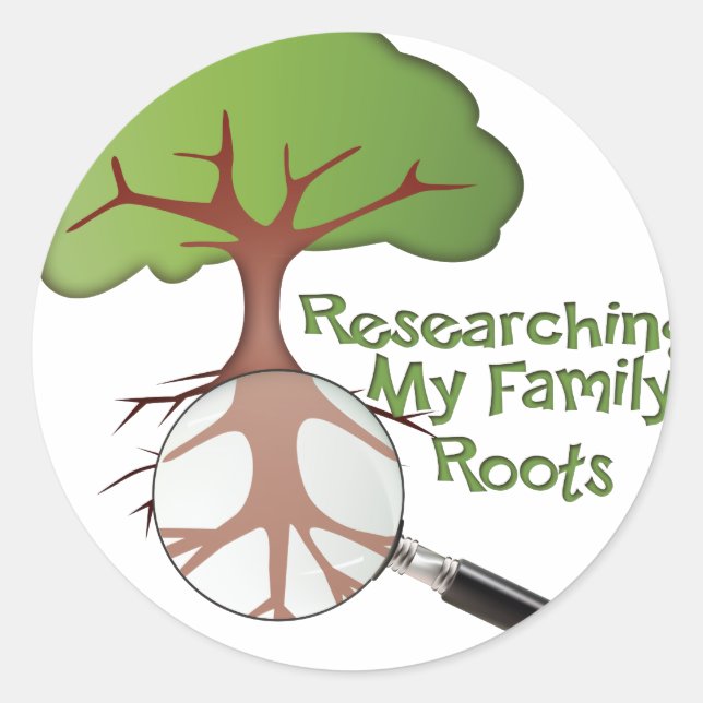 Adesivo Redondo Pesquisando minhas Raízes Familiares (Frente)