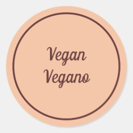 Adesivo Redondo Pêssego Bilingue Vegano Simples