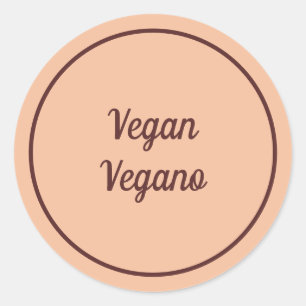 Adesivo Redondo Pêssego Bilíngue - Vegano Simples
