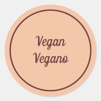 Adesivo Redondo Pêssego Bilingue Vegano Simples