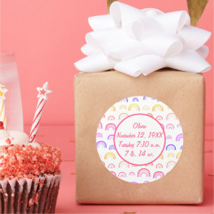 Adesivo Redondo Pêssego Cor-de-Rosa Cor-de-Rosa Amarelo Padrão Arc