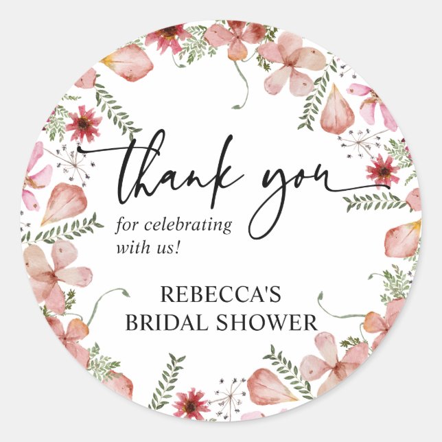 Adesivo Redondo Pêssego Cor-de-Rosa Obrigado Arredondar / Pavilha- (Frente)