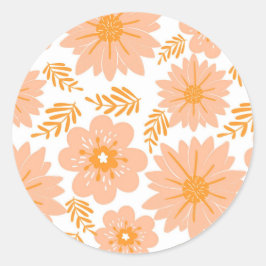 Adesivo Redondo Pêssego de Vintagem Retroativa Padrão de Flor Lara