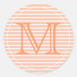 Adesivo Redondo Pêssego e Listras Brancas