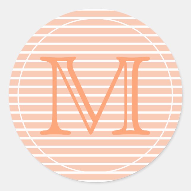 Adesivo Redondo Pêssego e Listras Brancas (Frente)