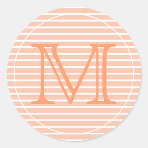 Adesivo Redondo Pêssego e Listras Brancas