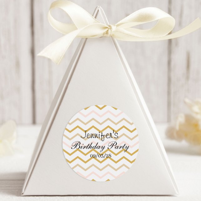 Adesivo Redondo Pêssego Pastel e Zag Zig Dourada (Criador carregado)