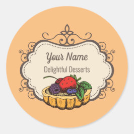 Adesivo Redondo Pêssego pasteleiro de pastelaria personalizável