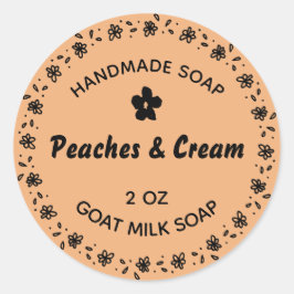 Adesivo Redondo Pêssego Personalizado da Frota Soap Feita à Mão