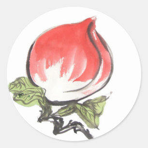 Adesivo Redondo Pêssegos de Longevidade Chinesa