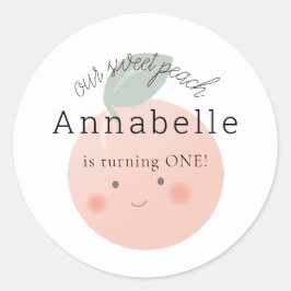 Adesivo Redondo Pêssegos e Creme Menina Kawaii Cute Aniversário