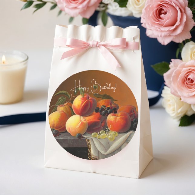 Adesivo Redondo Pêssegos, Uvas e Maçãs (Criador carregado)