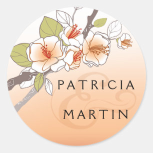 Adesivo Redondo Pessegueira florescente de cerejeira