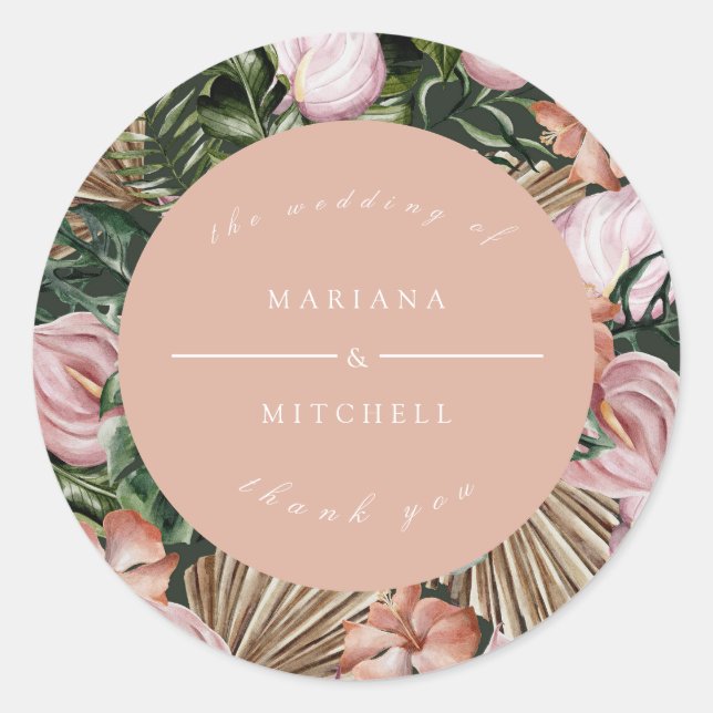 Adesivo Redondo Pessegueira verde rosa-rosa-verde-tropical (Frente)