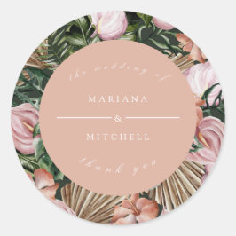 Adesivo Redondo Pessegueira verde rosa-rosa-verde-tropical