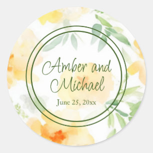 Adesivo Redondo Pessegueiro amarelo elegante cor de laranja esbran