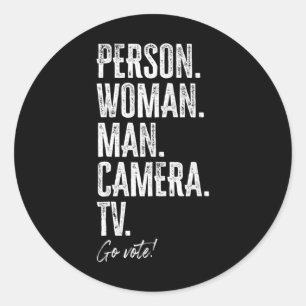 Adesivo Redondo Pessoa. Mulher. Homem. Câmera. Tv. Vá Votar Anti T