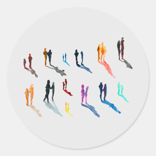 Adesivo Redondo Pessoas art aquarela arte (Frente)