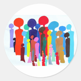 Adesivo Redondo Pessoas Colorida Feliz