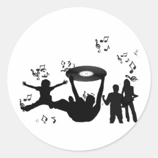 Adesivo Redondo Pessoas Dançam Música Disco