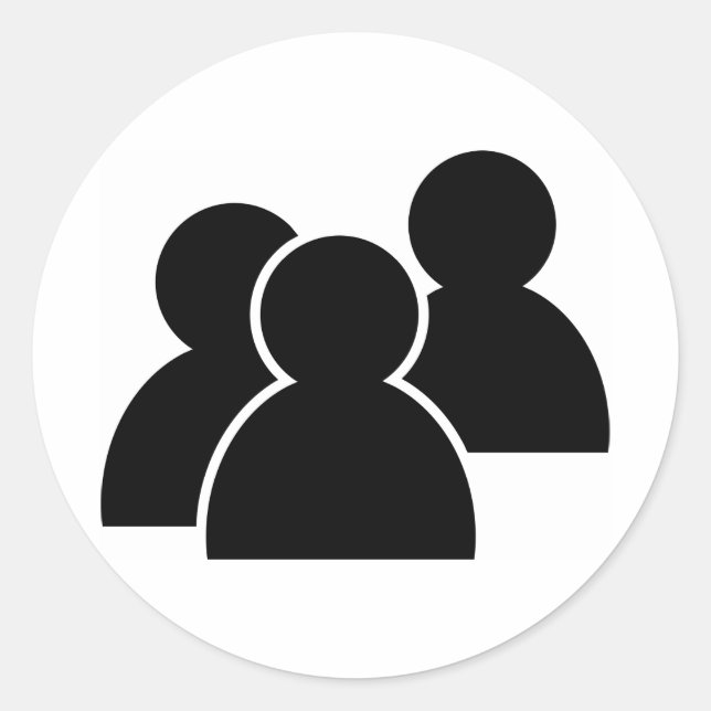 Adesivo Redondo Pessoas de Ícone Preto (Frente)
