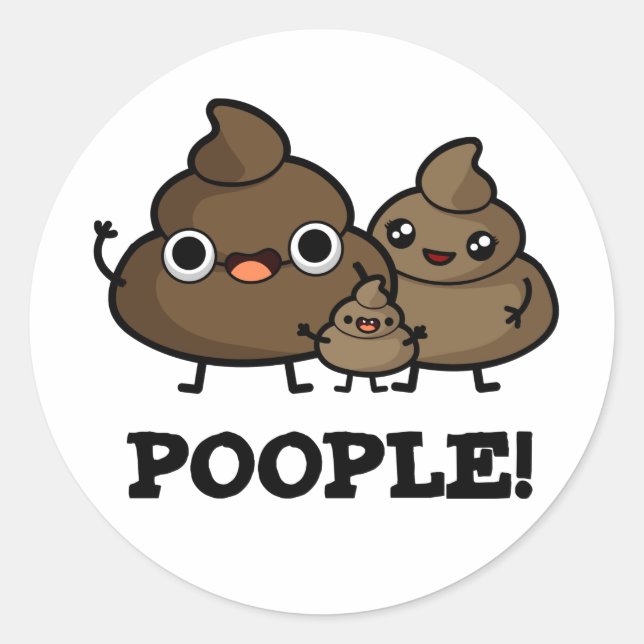 Adesivo Redondo Pessoas Engraçadas Pessoas de Poop (Frente)