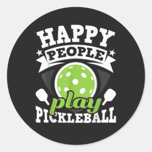 Adesivo Redondo Pessoas Felizes Jogam Pickleball - Jogador de Padd
