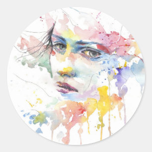 Adesivo Redondo pessoas-mulher-cara-mulher-retrato