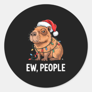 Adesivo Redondo Pessoas nojentas Capivara Luzes de Natal Engraçado