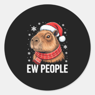 Adesivo Redondo Pessoas nojentas Capivara Natal Engraçado Introver