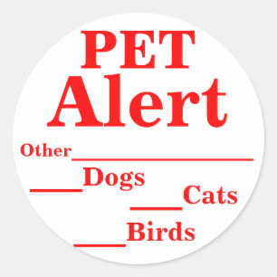 Adesivo Redondo Pet Alert Stickers