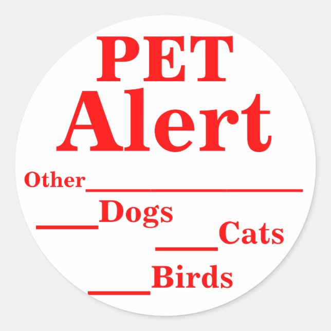 Adesivo Redondo Pet Alert Stickers (Frente)