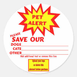 Adesivo Redondo Pet Alert Sticks Personalizáveis