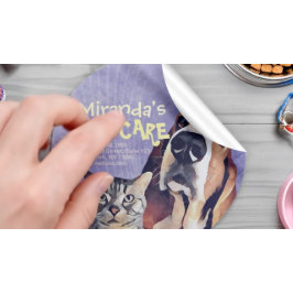 Adesivo Redondo Pet Care Sitting Bathing Grooming Salon Comida Com