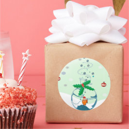 Adesivo Redondo Pet Goldfish Engraçado do Natal