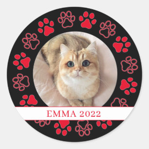 Adesivo Redondo Pet Paw Custom Cat Photo Cerâmica