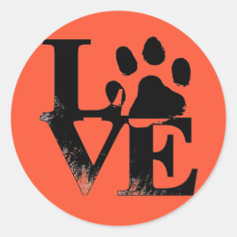 Adesivo Redondo Pet Paw em amor
