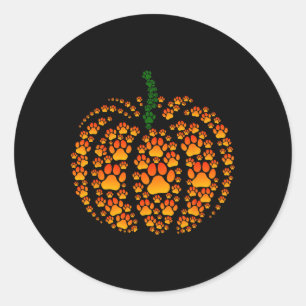 Adesivo Redondo Pet Paw Print Pumpkin Pumpkin Pumpkin Queda Graças