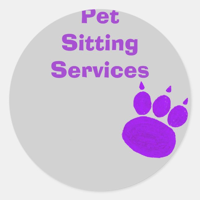 Adesivo Redondo Pet Sitting Services Paw Print (Frente)