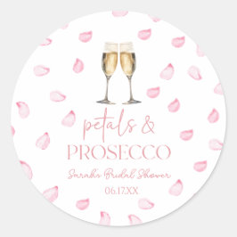 Adesivo Redondo Pétalas & Champanhe Prosecco Chá de Noiva 