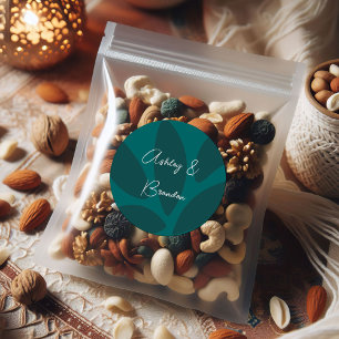 Adesivo Redondo Pétalas de Flor Mod Botânica Casamento Azul