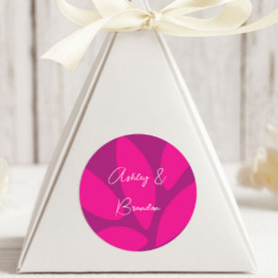 Adesivo Redondo Pétalas de Flor Mod Botânica Fuchsia Chá de Noiva