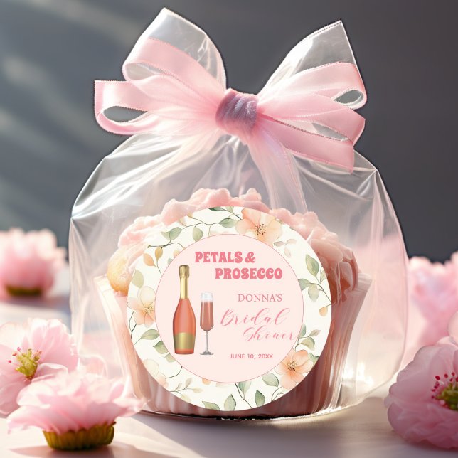 Adesivo Redondo Pétalas e Prosecco Dourado Chás de Panela Florais (Criador carregado)